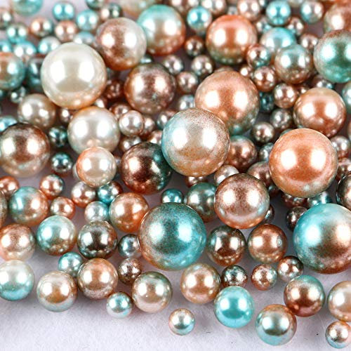 400 Stk 6mm Runde Kunststoffperlen ohne bohrung, Bunte Bastelperlen Perlen,Perlen zum Basteln für DIY Schmuck Zubehör, Streudeko Deko Perlen für Hochzeit Taufe Party Vasenfüller Tischdeko,Blau Braun