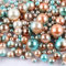 400 Stk 6mm Runde Kunststoffperlen ohne bohrung, Bunte Bastelperlen Perlen,Perlen zum Basteln für DIY Schmuck Zubehör, Streudeko Deko Perlen für Hochzeit Taufe Party Vasenfüller Tischdeko,Blau Braun