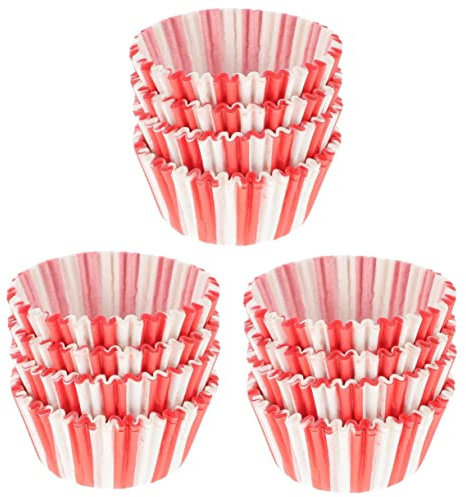 300 Stück Muffinförmchen Papier Cupcake-Förmchen Rot-Weiß Gestreift, Backförmchen Für Hochzeiten, Geburtstagsfeiern, Teepartys, Babypartys, 6.5X6.5X8.1Cm