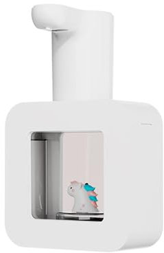 Automatischer Seifenspender Kinder, Schäumender Berührungsloser Seifenspender für Kinder, Weiche und Warme Beleuchtung, Cartoon Haustier, wasserdichte Handwaschmaschine(Weiß)