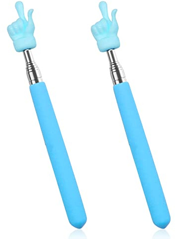 2 Pcs Teleskopischer Zeigfinger für Lehrer, Kleine ausziehbare Zeiger Lehrer Zeiger für Klassenzimmer, Einziehbare Hand Pointer Finger Pointer Stick Grundschule Kindergarten Lehrer Supplies (Blau)