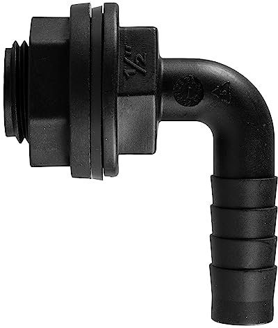 Water butt/rain barrel/water storage tank overflow hosetail elbow with nut & washer (1/2 bsp - 13mm barb)