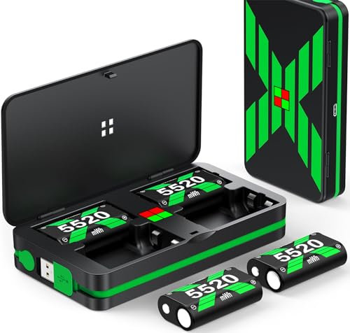 Fast Charging Battery Pack für Xbox Controller, 4 x 6240 mWh (2600 mAh), wiederaufladbarer Akku, kompatibel mit Xbox One/Xbox Series X|S/Xbox One S|X/Xbox One Elite Controller-Zubehör