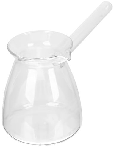Kichvoe Turkish Coffee Pot 450 ml Borosilicate Glass Turkish Coffee Pot with Side Handle for Cooker, Milk Warmer Chocolate Melter Tea and Coffee, Dishwasher Safe