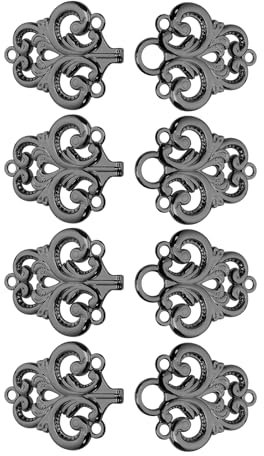 ECSiNG 4 Paar Vintage Swirl Flower Cape Verschluss Verschlüsse Nähen auf Haken und Ösen Cardigan Clip für Cape Coak Pullover Schal Shrug – Schwarz