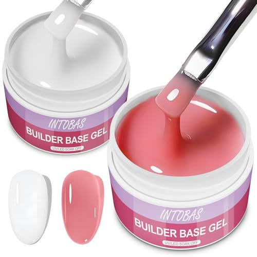 INTOBAS 3-in-1-Set für Aufbau von UV-Gel, Basislack, Verlängerung und Verstärkung – Maniküre zur Reparatur – Rosa und Weiß