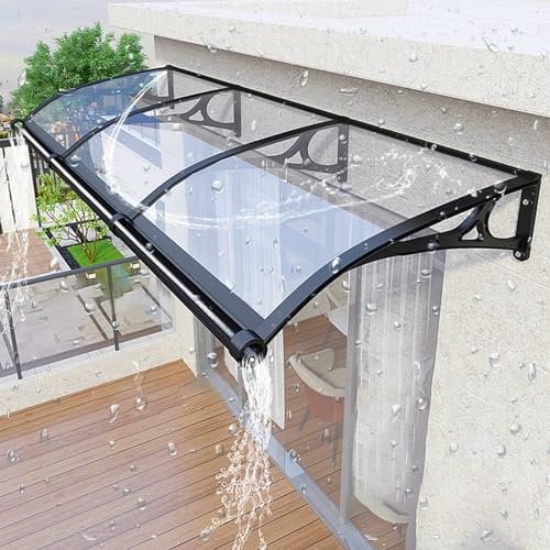 Sunlight Protection Front Door Canopy with Aluminum Bracket,Curved Door Entry Awning,Porch Polycarbonate Awning,Modern Outdoor Window Rain Shelter Cover,UV, Rain,Snow. ( Color : Clear , Size : L:60*W: