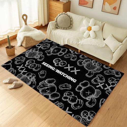 Hypebeast Teppich, 3D-Digitaldruck, moderne abstrakte Kunst, Pop-Teppich, cooler Hypebeast-Raumdekor, Teppich für Wohnzimmer, Schlafzimmer, Spielzimmer, rutschfeste Bodenmatte, 120 x 13 cm