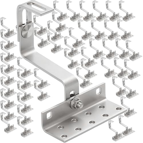 50x doitBau Solar Dachhaken für Ziegeldach PV Montageschiene Photovoltaik Modul Schrägdach Profil Montage Pfanne Ton Keramik Beton Befestigungshaken Edelstahl Pfannendach Unterkonstruktion Solarmodul