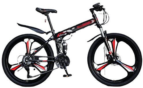 CASEGO Mountain Cross-Country-Fahrrad mit Variabler Geschwindigkeit Faltbares Dreimesser-Einrad-Doppelscheibenbremse Rahmen aus Kohlenstoffstahl Rahmen für Erwachsene Unisex (C 26inch)