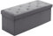 A406 Folding Ottoman Storage Box with Lids Velvet Storage Chest Footrest Pouffe Storage Unit Bench Stool with Resilient Sponge for Bedroom, Living Room & Entryway-76cm (Grey)