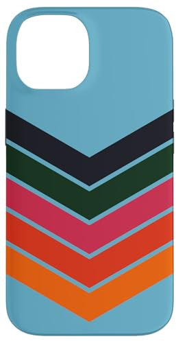Buntes abstraktes gestreiftes 80er-Jahre-Retro-Streifen-Design #049 Hülle für iPhone 14