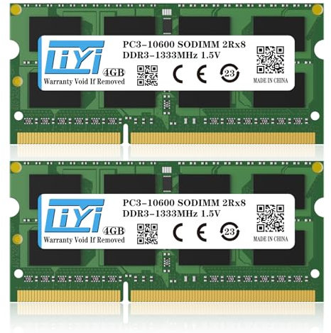 LIYI DDR3 (2x4GB) RAM (DDR3-1333) 1.5V (PC3-10600) 204 pin SODIMM 2Rx8 CL9 Non ECC Unbuffered SODIMM Laptop Notebook Memory RAM Module Upgrade