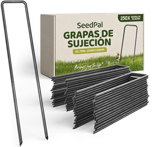 SeedPal Erdanker aus Stahl (250 Stück) - Unverzinkt - 150 x 25 mm, Ø 2,7 mm | Für Unkrautvlies & Gartenvlies - Für Zaun & Zelt - Stabiler Halt - Aus Stahl