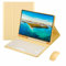 XFTeoux Custodia con Tastiera per iPad 10Th 10.9Inch 2024 con Mouse, Tastiera Rotonda di Colore Carino Senza Fili Staccabile,Cover Folio Pelle Supporto per Matita per iPad 10 Generazione,Giallo