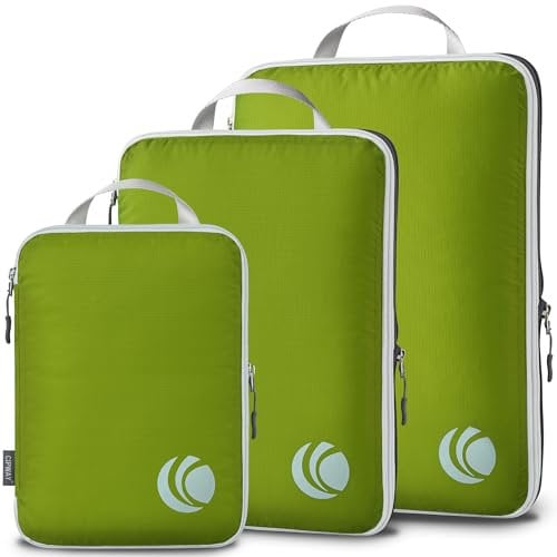 Cipway Kompression Koffer Organizer Set für Rucksack ,Ultraleichte Packtaschen Compression Packing Cubes Packwürfel Kofferorganizer Packtaschen Kleidertaschen für Reiseorganizer(grün, 3 Stück)