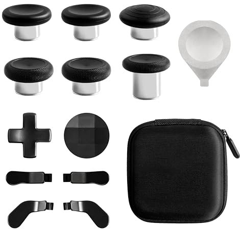DTianSir 14 in 1 levette in metallo per controller wireless Xbox Elite serie 2, accessorio di ricambio con 6 levette Swap, 4 palette, 2 D-pad, 1 borsa, 1 strumento (nero)