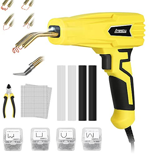 Kunststoff Schweißgerät Reparaturset, 100W Plastik Reparatur Set 2-in-1 Heißhefter & Schweißkolben, Kunststoff Schweißen Reparatur Auto Stoßstange & Kunststoffteilen mit 400 Klammern