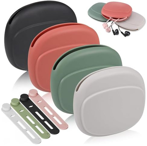 Yeomju 8 piezas bolsa para auriculares, estuche de almacenamiento de cables de datos, correas para cables, organizador de cable reutilizable, mini bolsa, juego de accesorios de silicona suave