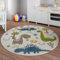 Smart Kids Gewebter Kinderteppich Spannende Abenteuer mit niedlichen Dinosaurier-Motiven – Dino & Friends (160 cm rund, Creme weiß)