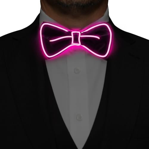 Mstnoixgc LED Fliege, Leuchtende Fliege, LED Fliege Herren, Blinkende Fliege, LED Party Accessoires, Geeignet für Musikfestivals, Halloween, Kostümpartys, Weihnachten, Barpartys (Rosa)