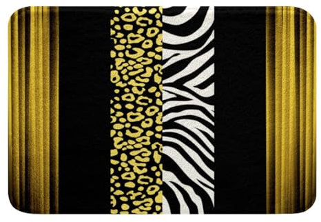 Homemissing Leopard Zebra Umkehrbar Badematte 40x60cm Ombre Gelb Schwarz Badteppiche Dekor Geparden Badezimmerteppich Tiere Drucken Badvorleger