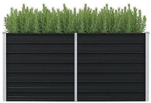 Myheimly Hochbeet Pflanzkübel Pflanzbeet Gemüsebeet Gartenbeet Frühbeet Blumenkasten Pflanzkasten Garten Verzinkter Stahl Anthrazit 160 x 80 x 77 cm