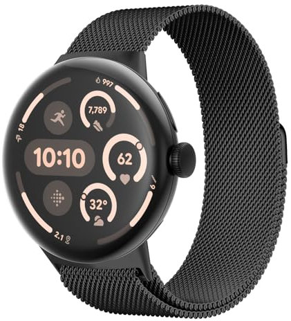 SOLOLUP Metallarmband kompatibel mit Google Pixel Watch 3 45mm Armband für Damen Herren,Metall Geflechtschlaufe Edelstahl Ersatzarmband mit Magnetschnalle für Pixel Watch 3 45mm Uhrenarmband
