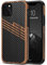 TENDLIN Compatible with iPhone 11 Pro Case Wood Grain with Carbon Fiber Texture Design Leather Hybrid Slim Case (Three Stripe)