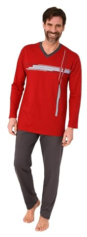 Normann Herren Schlafanzug Langarm Pyjama mit edlen Frontprint - auch in Übergrössen