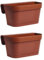 EffeDecor Set 2 PZ Vaso Balconiera in Resina Con Sottovaso e Distanziale per Piante Fiori Fioriera Ideale per Balconi,Terrazzo,Muretto,Ringhiera (Terracotta, 36x16xH19 cm)