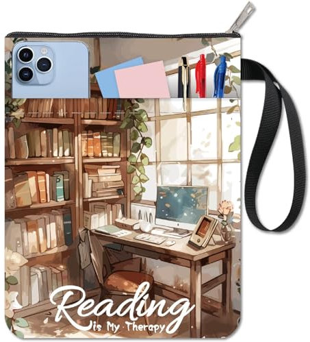 CRASPIRE Custodia per Libri da Scaffale Copertina per Libri da Lettura Impermeabile Lavabile per Scrivania Quaderno Tasca Portadocumenti con Cerniera e Tasca Anteriore Extra per Lettori di Libri