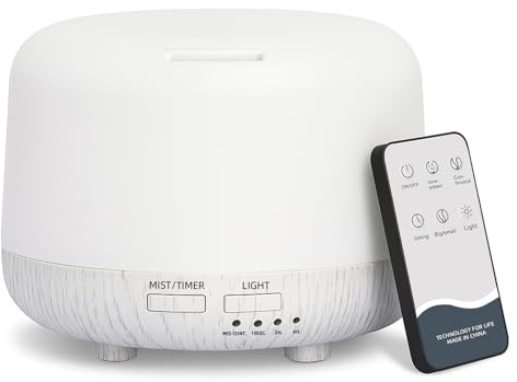 DIFFOFE 300ML Essential Oil Diffuser – Ultrasonic Aromatherapy Diffuser with Remote Control, 8-Hour Quiet Operation, 7 LED Colors, 4 Timer Settings, Auto Shut-Off, for Small Rooms & Bedrooms