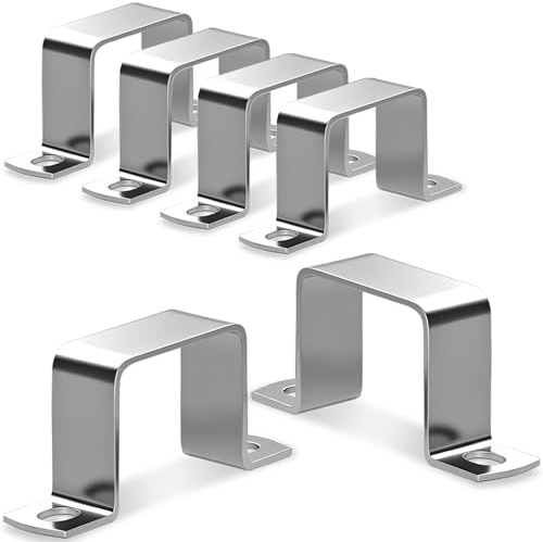 sturiz 6 Pcs Morsetti per tubi quadrati 25x25mm in acciaio inox 304 a forma di U morsetto metallico quadrato per porte di ingresso finestre tubi di alimentazione dell'acqua e altri tubi