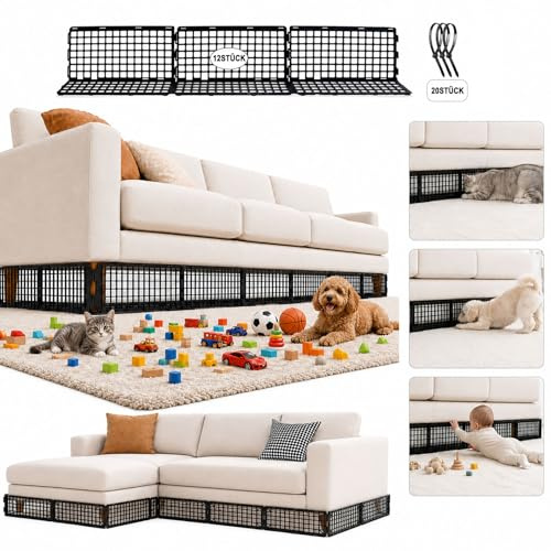 12 Stück Spielzeugblocker Couch,Verstellbarer Spielzeugstopper unter Bett | Für Möbelspalte bis 16,5 cm geeignet,12 modulare Paneele,überlappend oder zuschneidbar,PP/ABS,werkzeugfreie Montage