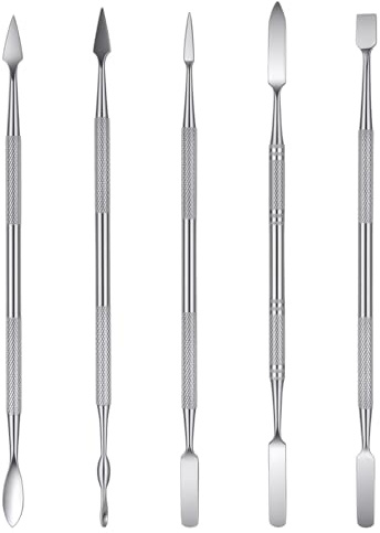 Molain 5 PCS Stainless Steel Model Putty Tools, Double-Ended Polymer Clay Sculpting Tools Kit for Dental Wax Pottery Modeling Carving Shaping Embossing Miniatures