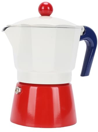 Buachois Caffettiera Italiana, Caffettiera Napoletana Stovetop 150ml 3 Tazze in Lega di Alluminio per Casa Campeggio Caffè Cubano (Blu e rosso)