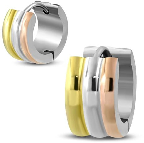 Bungsa Creolen Tricolor Silber aus 316L Edelstahl Unisex