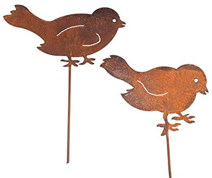 Gartenstecker 2er Set Vögel Edelrost