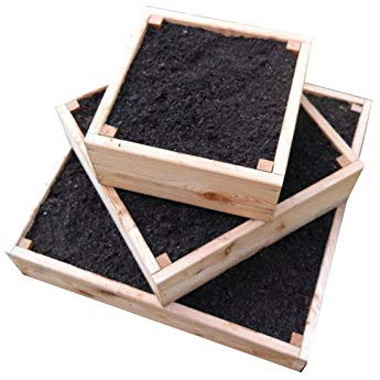 bio-garten Pyramiden-Hochbeet für Kartoffeln, Kräuter und Gemüse/aus Lärchenholz / 80 x 80 cm inkl. Wühlmausgitter