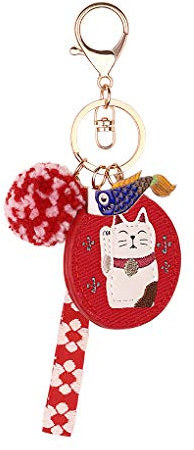 RUIXIB Maneki-Neko Band Schlüsselanhänger Leder süße Karpfen Anhänger Süß Katze Keychain Pendant Handtaschen Dekoration Geschenk