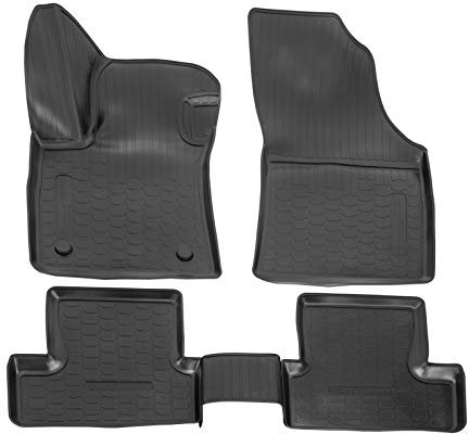 J&J AUTOMOTIVE | Tapis De Sol en Caoutchouc TPE Toutes Saisones pour Megane 4 Depuis 2016 Système de Fixation Bord Haut Noir Antidérapant Toutes Saisons