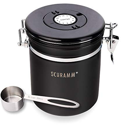 Schramm® Kaffeedose 1500 ml in 10 Farben mit Dosierlöffel Höhe: 15cm Kaffeedosen Kaffeebehälter aus Edelstahl, Farbe:schwarz