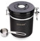 Schramm® Lata de café 1500 ml en 10 colores con cuchara dosificadora Altura: Lata de café de 15cm Contenedor de café de acero inoxidable, Color:negro