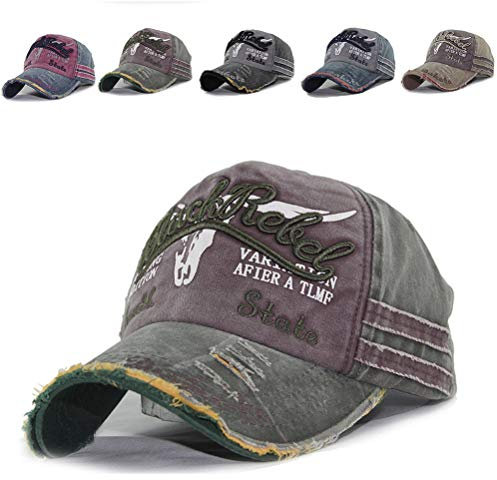 Yutdeng Unisex Baseball Cap BlackRebel im Retro Vintage Used-Look Distressed Snapback Outdoor Baseball Kappe Mütze Schirmmütze Basecap verstellbar.