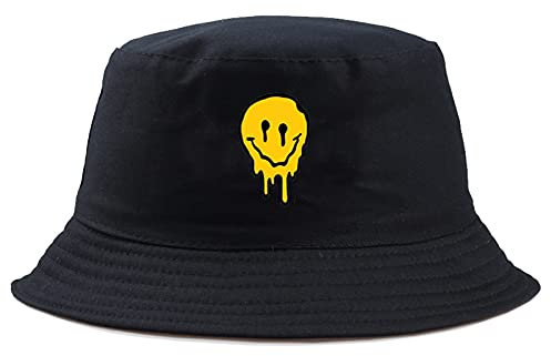 LIUYIZE Lässige Gelbe Lustige Smiley-Gesicht Fischerhut Für Frauen Männer Mode Einfache Outdoor-Sonnenhüte