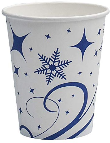 Lot de 150 gobelets jetables en carton - Motif flocons de neige - 250 ml