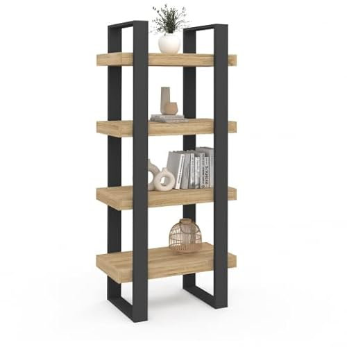 IDMarket - Etagère 4 Niveaux Phoenix Bois et Noir