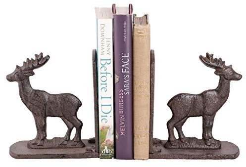 Book Ends - Set of 2 Cast Iron Stag Vintage Metal Shelf Bookends Home Accessory Winter Wedding Anniversary Christmas Readers Gift 0.8kg