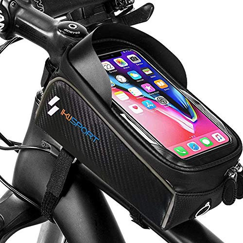 IKIJ SPORT Borsa Telaio Bici Borsello Bicicletta Manubrio Impermeabile Anteriore da Corsa Porta Cellulare Reggi Adatto a Telefoni sotto 6.5 Pollici Supporto Smartphone Cover con Finestra Touch Screen
